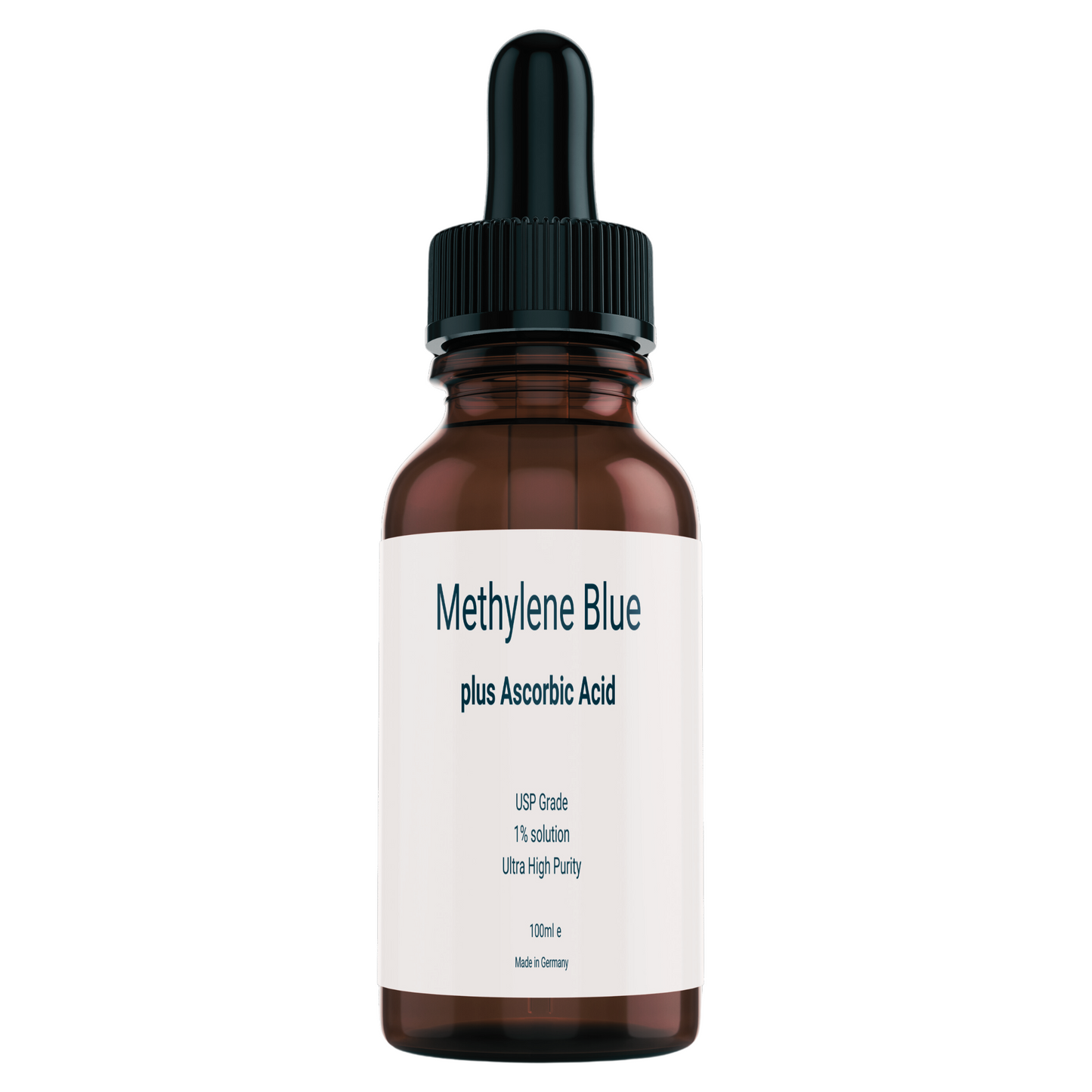 Methylene blue with ascorbic acid, 1% solution, USP quality, ultra-high purity, (99.99), 200 percent more effective, vegan, Made in Germany, 100ml