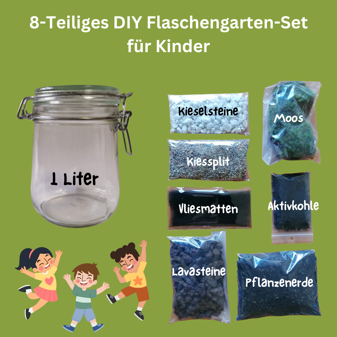 DIY Flaschengarten, Starter Kit für Kinder, Mini Pflanzenwelt, Kreativ-& Lernspaß, Nachhaltiger Mini-Garten, Geschenk für Kinder