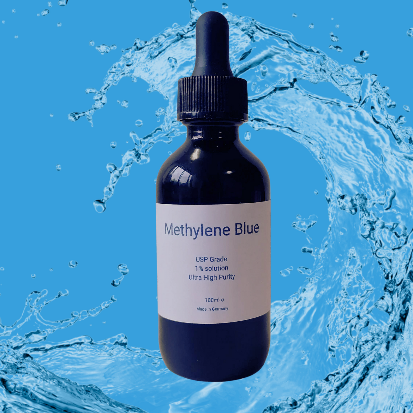 Methylene blue solution, 1% solution, USP quality, ultra-high purity solution, (99.99) dropper bottle, German seller, Made in Germany, 2 x 100ml and 2x50ml