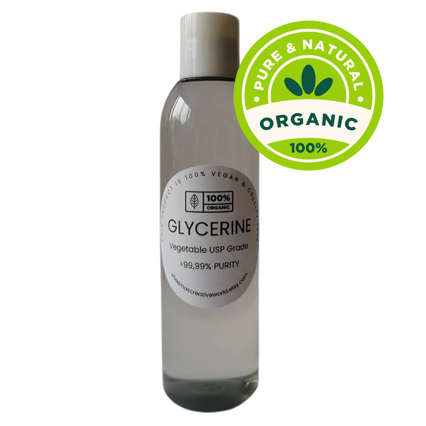 Glycerin, Pure >99.5%, USP Grade, Food Grade, 100 Percent Plant-Based, Vegan, Cosmetic Grade, DIY Cosmetics, Non GMO, Skin, Body, Hair,